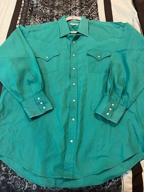 ELY CATTLEMAN Men's Teal Western Snap-Front Shirt